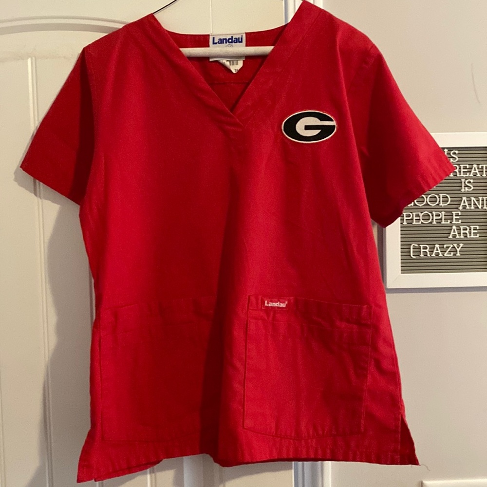 UGA Georgia bulldog red scrub top size small